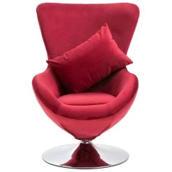 VidaXL Draaistoel Eivormig Met Kussen Fluweel Rood -Beste Fauteuil Winkel 09135cc7613e4a8f86aab8360bc072ce
