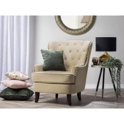 Beliani Fauteuil VIBORG - Beige Polyester 7 Beliani Fauteuil VIBORG - Beige Polyester -Beste Fauteuil Winkel 0924659f98454cdb8948855f2da3c51c