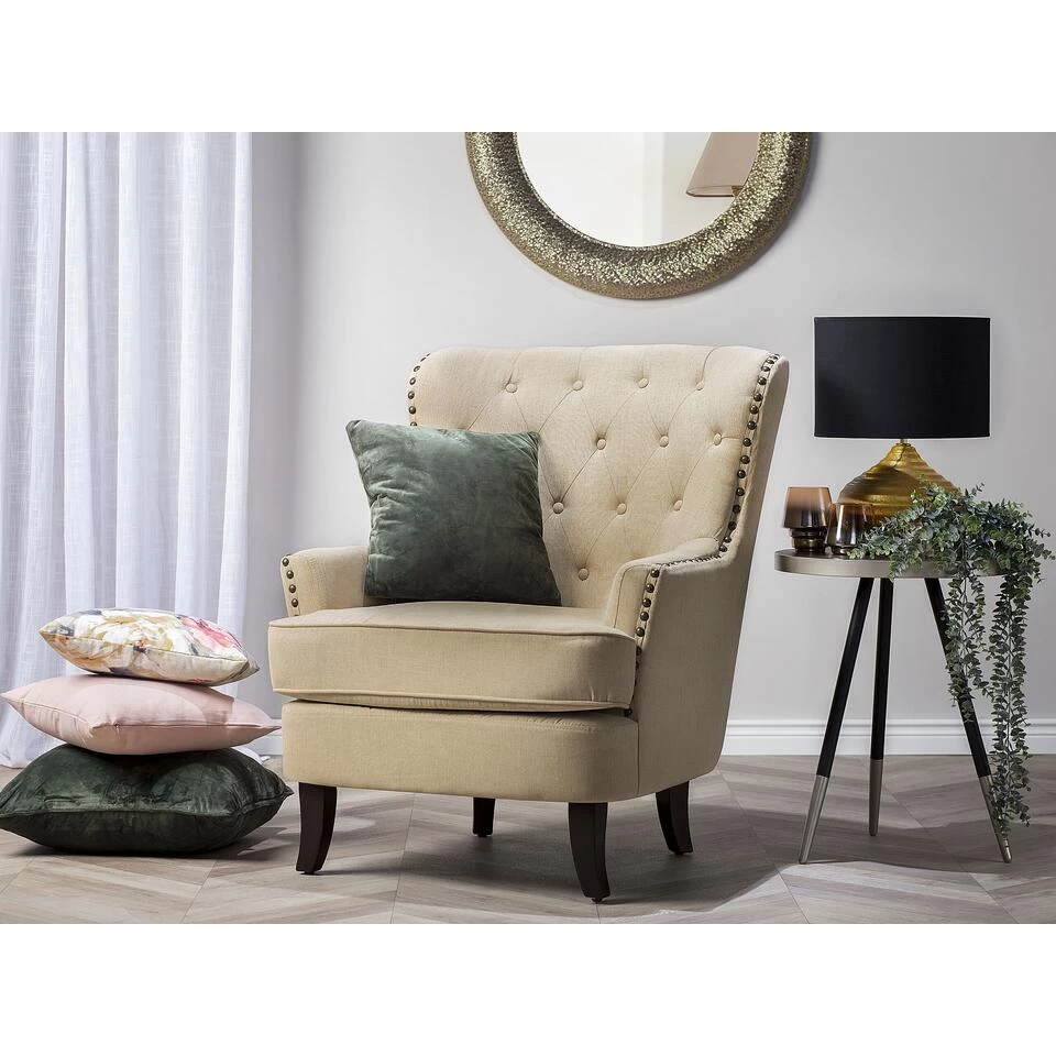 Beliani Fauteuil VIBORG - Beige Polyester 4 Beliani Fauteuil VIBORG - Beige Polyester - Afbeelding 2