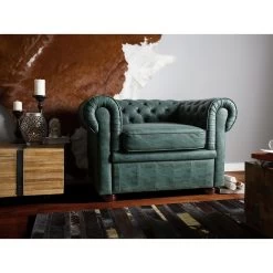 Beliani Fauteuil CHESTERFIELD - Groen Kunstleer -Beste Fauteuil Winkel 0c4720be2bdb415f920757ac9ac50780