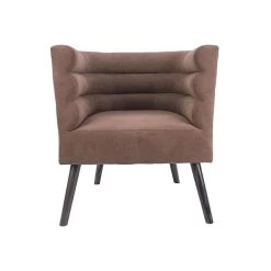 Leitmotiv Stoel Explicit - Suede Look Chocolade Bruin - 74x71x74cm -Beste Fauteuil Winkel 1000023396 0101