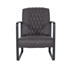 Giga Meubel Fauteuil Antraciet - PU-Leer - 62x80x82cm - Iwan