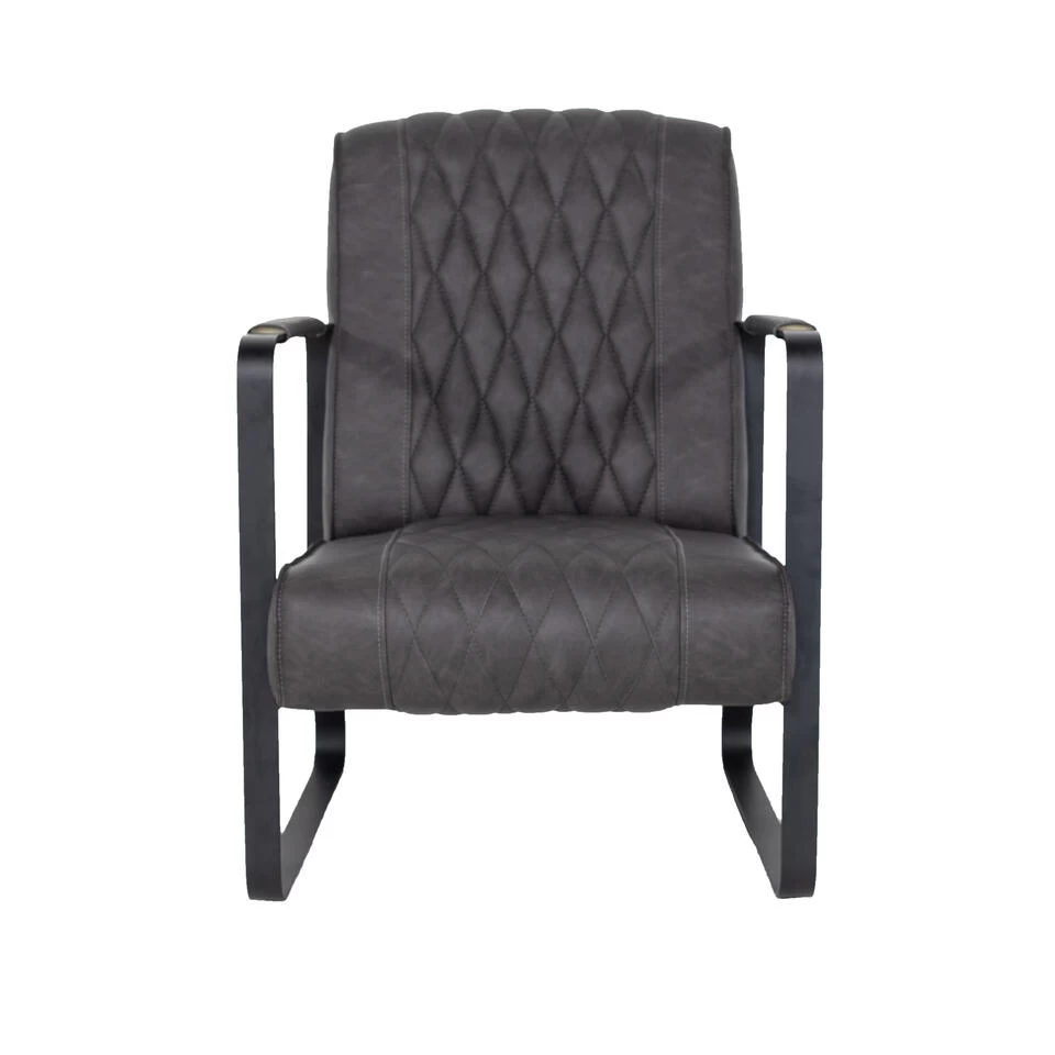 Giga Meubel Fauteuil Antraciet - PU-Leer - 62x80x82cm - Iwan 3 Giga Meubel Fauteuil Antraciet - PU-Leer - 62x80x82cm - Iwan