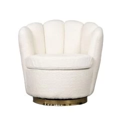 Giga Meubel Teddy Fauteuil Wit - Met Gouden Onderstel - Fauteuil Quinty