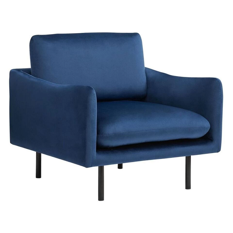 Beliani Fauteuil VINTERBRO - Blauw Fluweel 3 Beliani Fauteuil VINTERBRO - Blauw Fluweel