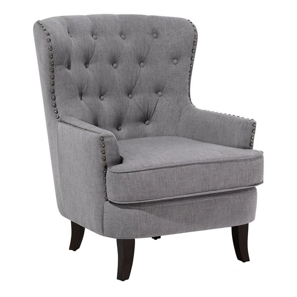 Beliani Fauteuil VIBORG - Grijs Polyester 3 Beliani Fauteuil VIBORG - Grijs Polyester