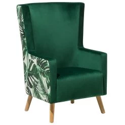 Beliani Oorfauteuil ONEIDA - Groen Fluweel