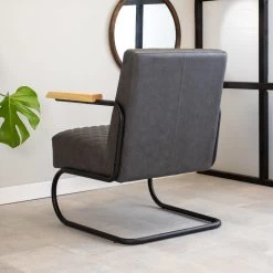 Industriële Fauteuil Lars Antraciet - Kunstleder - Zwart -Beste Fauteuil Winkel 1000041968 0103