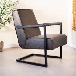 Industriële Leren Fauteuil Antraciet Tiger - Leder - Grijs -Beste Fauteuil Winkel 1000041989 0101