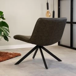 Draaibare Fauteuil Industrieel Leon Groen - Kunstleder - Groen -Beste Fauteuil Winkel 1000042007 0102