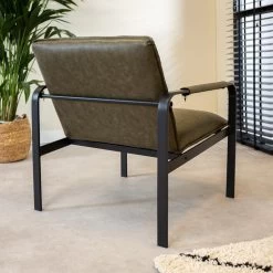 Industriële Fauteuil Mitch Groen - Kunstleder - Groen -Beste Fauteuil Winkel 1000042020 0102