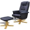 VidaXL Fauteuil Met Voetenbankje Kunstleer Zwart -Beste Fauteuil Winkel 1000043917
