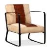 VidaXL Loungestoel Echt Geitenleer En Canvas Bruin -Beste Fauteuil Winkel 1000043950