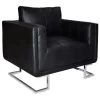 VidaXL Fauteuil Met Verchroomde Poten Kubus Kunstleer Zwart -Beste Fauteuil Winkel 1000043963