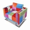 VidaXL Fauteuil Met Patchwork Ontwerp En Verchroomde Poten Kubus Stof -Beste Fauteuil Winkel 1000043982