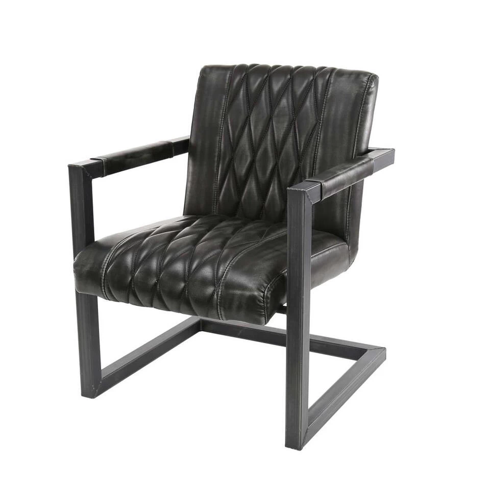 Giga Meubel Fauteuil Pu-Leer Zwart - 62x71x81cm - Stalen Onderstel 3 Giga Meubel Fauteuil Pu-Leer Zwart - 62x71x81cm - Stalen Onderstel