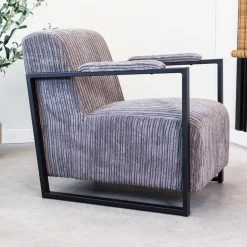 Moderne Fauteuil Madeline Ribstof Antraciet - Stof - Grijs -Beste Fauteuil Winkel 1000051929 0101