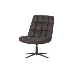 WOOOD Dirkje Draaifauteuil - Leerlook - Zwart - 101x70x85 -Beste Fauteuil Winkel 1000052486 0103
