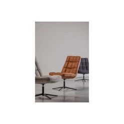 WOOOD Dirkje Draaifauteuil - Leerlook - Cognac - 101x70x85 -Beste Fauteuil Winkel 1000052487 0102