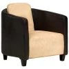 VidaXL Fauteuil Echt Leer Tan En Zwart 2 VidaXL Fauteuil Echt Leer Tan En Zwart -Beste Fauteuil Winkel 1000059156