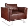 VidaXL Fauteuil Met Verchroomde Poten Kubus Kunstleer Bruin -Beste Fauteuil Winkel 1000059163