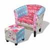 VidaXL Fauteuil Met Voetenbankje Patchwork Ontwerp Stof -Beste Fauteuil Winkel 1000059173