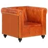 VidaXL Fauteuil Chesterfield-stijl Echt Leer Tan -Beste Fauteuil Winkel 1000059185