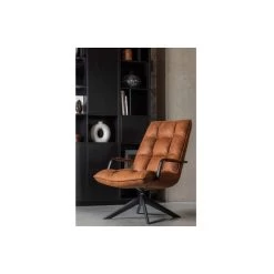 WOOOD Jouke Draaifauteuil Met Armleuning - Kunstleer - Cognac - 96x70x85 -Beste Fauteuil Winkel 1000062312 0102