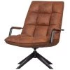 WOOOD Jouke Draaifauteuil Met Armleuning - Kunstleer - Cognac - 96x70x85 -Beste Fauteuil Winkel 1000062312