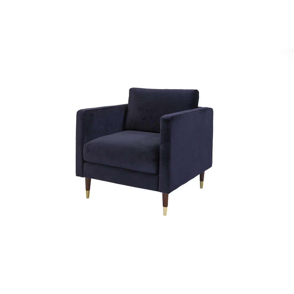 Fauteuil Velvet Blauw Brooklyn - Stof - Blauw 4 Fauteuil Velvet Blauw Brooklyn - Stof - Blauw - Afbeelding 2