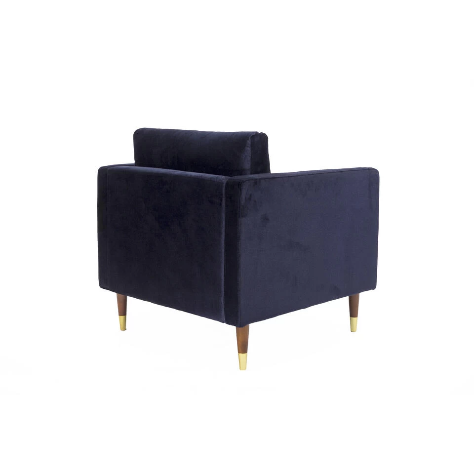 Fauteuil Velvet Blauw Brooklyn - Stof - Blauw 5 Fauteuil Velvet Blauw Brooklyn - Stof - Blauw - Afbeelding 3