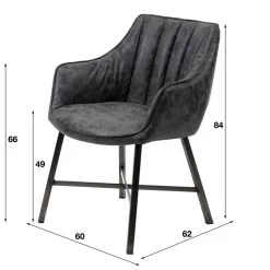 Giga Meubel Eetkamerfauteuil Zwart - PU-Leer - RVS Onderstel -Beste Fauteuil Winkel 1000065947 0103