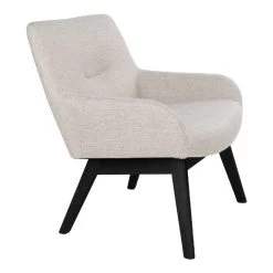 Giga Meubel Loungestoel Stof Zand/Zwart - Zithoogte 40cm -Beste Fauteuil Winkel 1000069905 0102