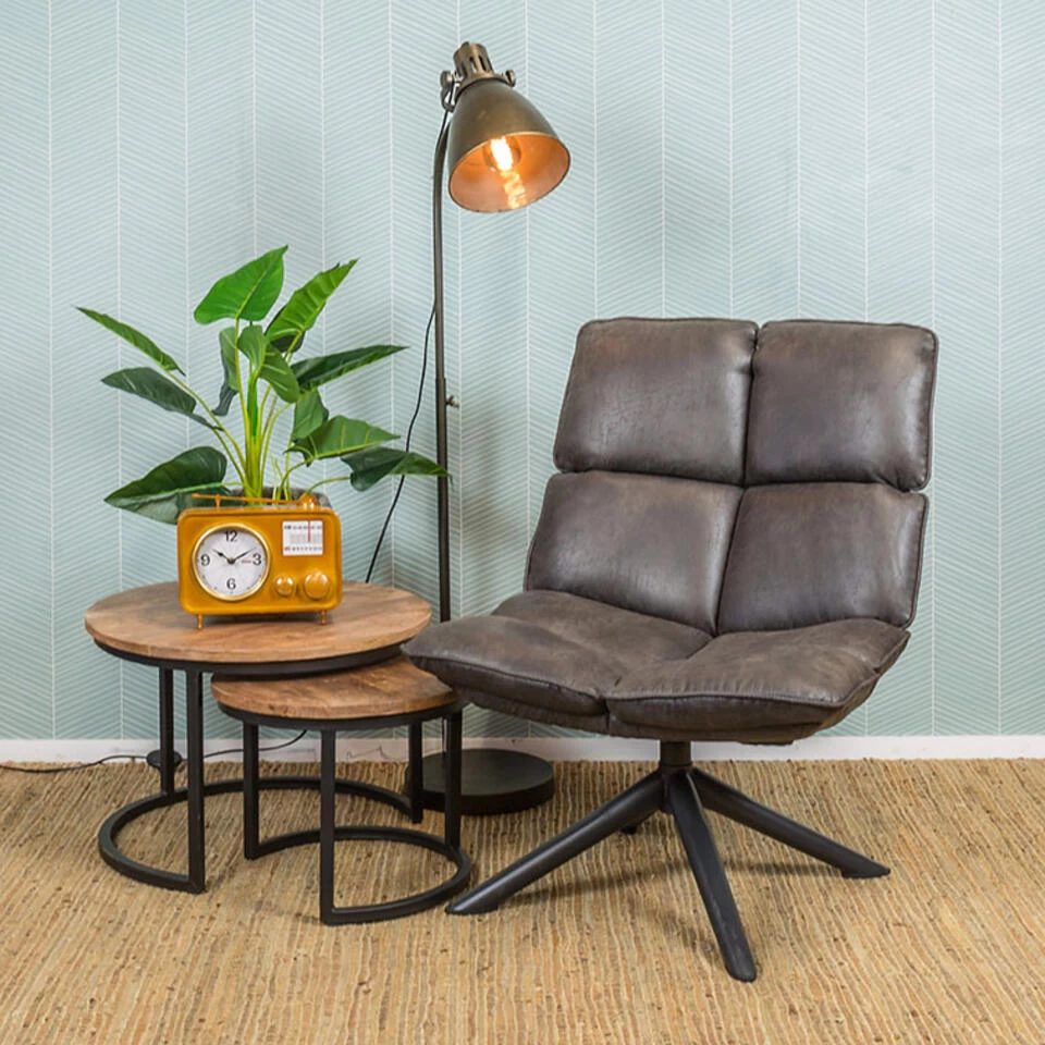 Giga Meubel Fauteuil Donkergrijs - Pu-Leer - Draaibaar - Fauteuil Victor 4 Giga Meubel Fauteuil Donkergrijs - Pu-Leer - Draaibaar - Fauteuil Victor - Afbeelding 2