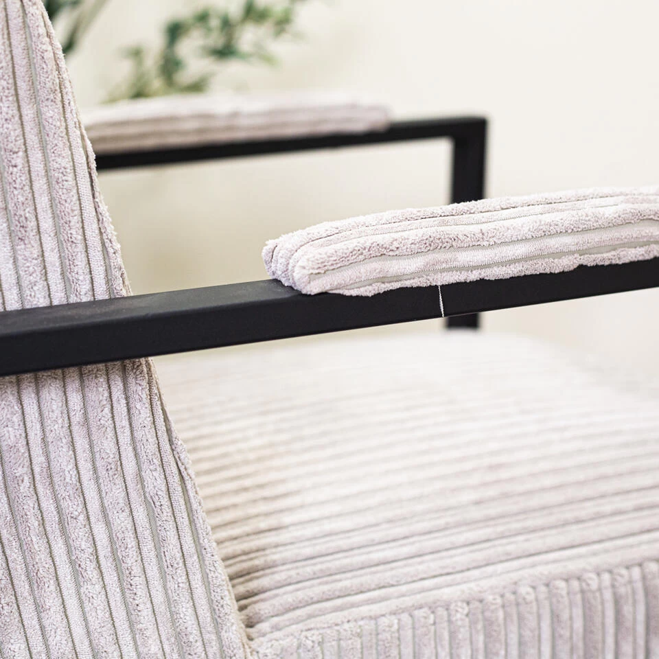 Moderne Fauteuil Madeline Ribstof Lichtgrijs - Stof - Grijs 6 Moderne Fauteuil Madeline Ribstof Lichtgrijs - Stof - Grijs - Afbeelding 4