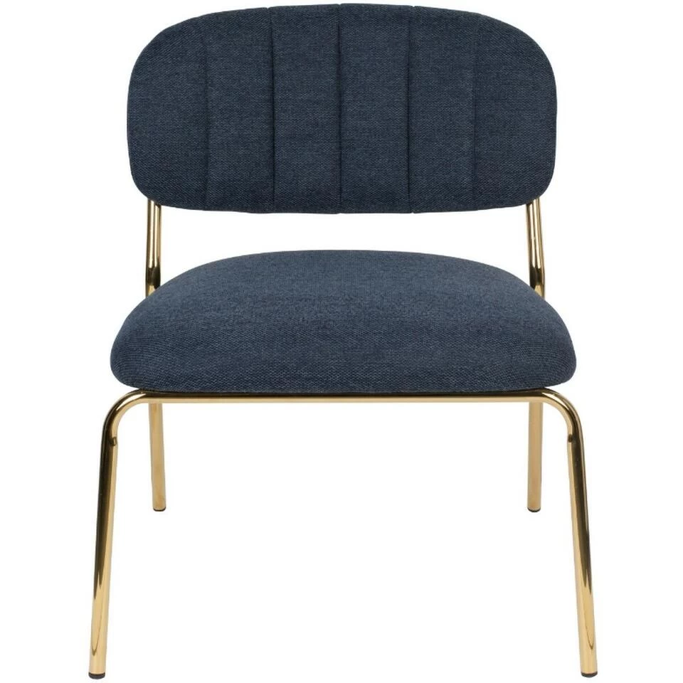 Puur Viken Fauteuil Donkerblauw/goud - Stof - Blauw 5 Puur Viken Fauteuil Donkerblauw/goud - Stof - Blauw - Afbeelding 3