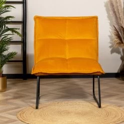 Velvet Fauteuil Maud Oker Geel - Stof - Geel -Beste Fauteuil Winkel 1000074953 0101