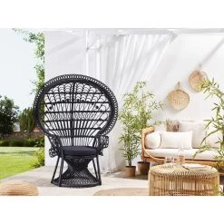 Beliani Fauteuil EMMANUELLE - Zwart Rotan -Beste Fauteuil Winkel 1000080317 0101