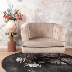 DS4U® Norah Fauteuil Velvet - Stof - Beige 9 DS4U® Norah Fauteuil Velvet - Stof - Beige -Beste Fauteuil Winkel 1000081202 0103