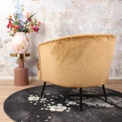 DS4U® Norah Fauteuil Velvet - Stof - Goudkleurig -Beste Fauteuil Winkel 1000081843 0103