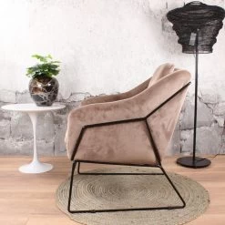 DS4U® Antonio Fauteuil Velvet - Stof - Beige -Beste Fauteuil Winkel 1000082943 0102