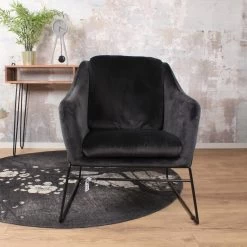 DS4U® Antonio Fauteuil Velvet - Stof - Zwart -Beste Fauteuil Winkel 1000082945 0102
