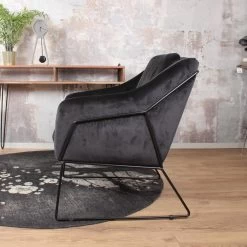 DS4U® Antonio Fauteuil Velvet - Stof - Zwart -Beste Fauteuil Winkel 1000082945 0103