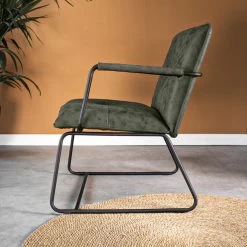 Industriële Fauteuil Hailey Groen Ecoleder - Leder - Groen -Beste Fauteuil Winkel 1000093731 0101
