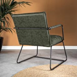 Industriële Fauteuil Hailey Groen Ecoleder - Leder - Groen -Beste Fauteuil Winkel 1000093731 0102