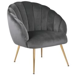 Sohome Fauteuil Garrick - Velvet - Dark Grey/Gold