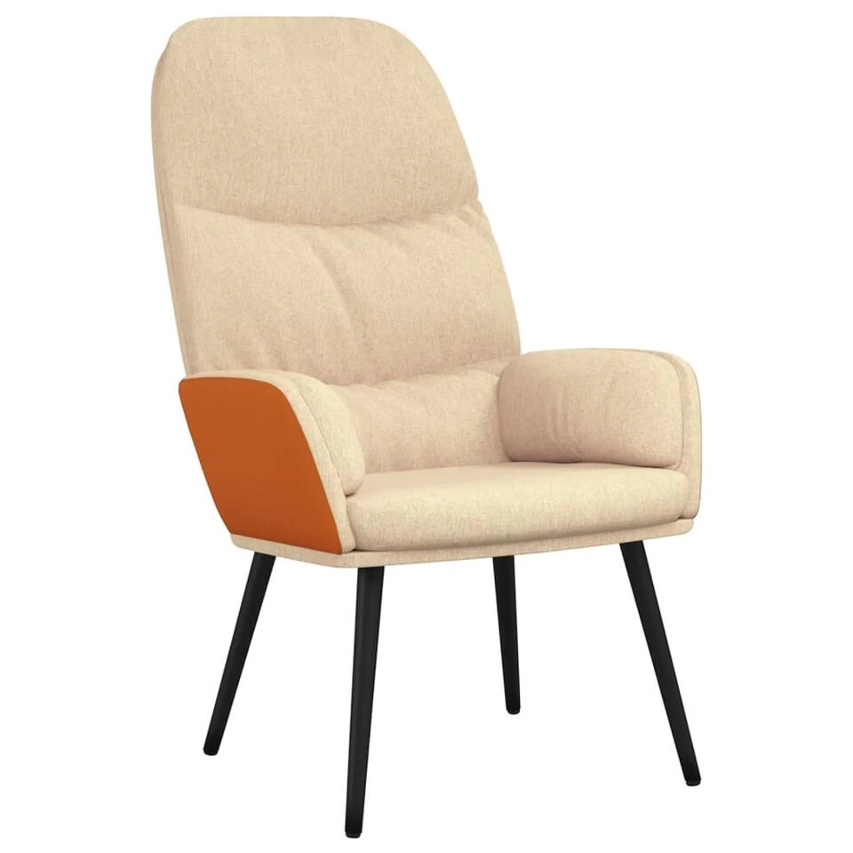 VidaXL Relaxstoel Stof Crèmewit 3 VidaXL Relaxstoel Stof Crèmewit