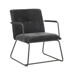 Fauteuil Hailey Zwart Chenille - Stof - Zwart
