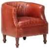 VidaXL Kuipstoel 62x58x65 Cm Echt Leer Bruin -Beste Fauteuil Winkel 1107254092