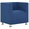 VidaXL Fauteuil Kubus Stof Blauw -Beste Fauteuil Winkel 1307548832